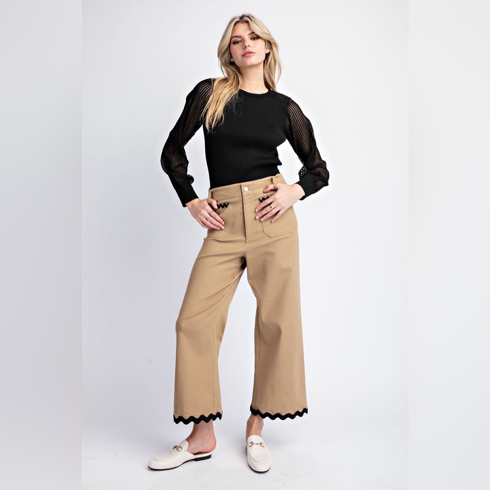 Ric Rac Trim Soft Wash Wide Leg Pants - eesome - Picture 7 of 7